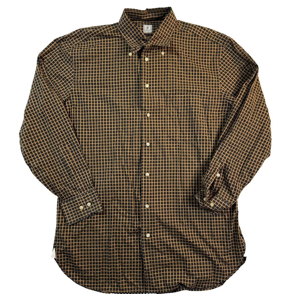 Peter Millar utton‎ Down Shirt Mens LG Windowpane Check Dadcore Preppy Golf